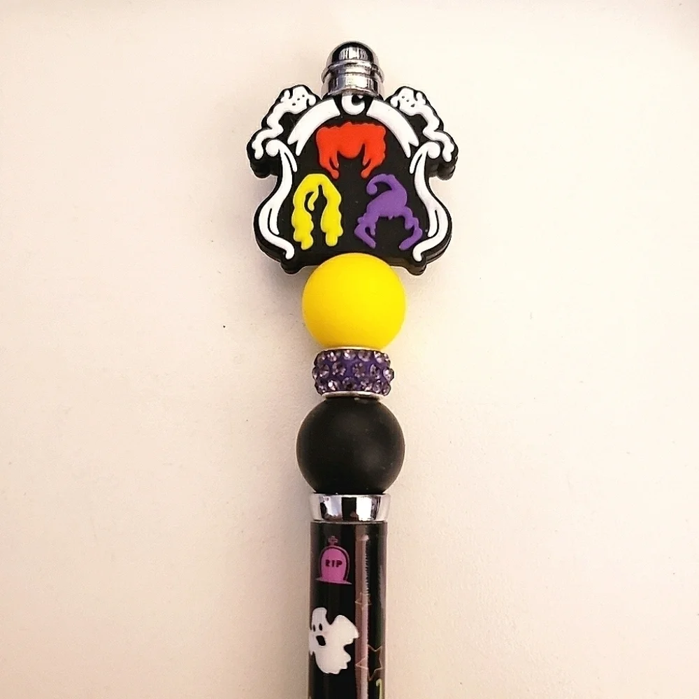 Handmade Hocus Pocus Sanderson Sisters Beaded Silicone Focal Bead Pen
